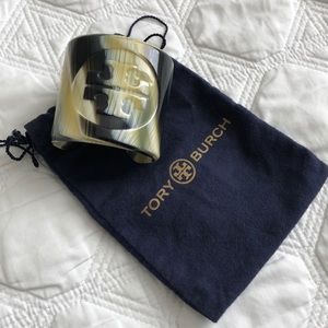 Tory Burch Black Cream Resin Cuff Bracelet